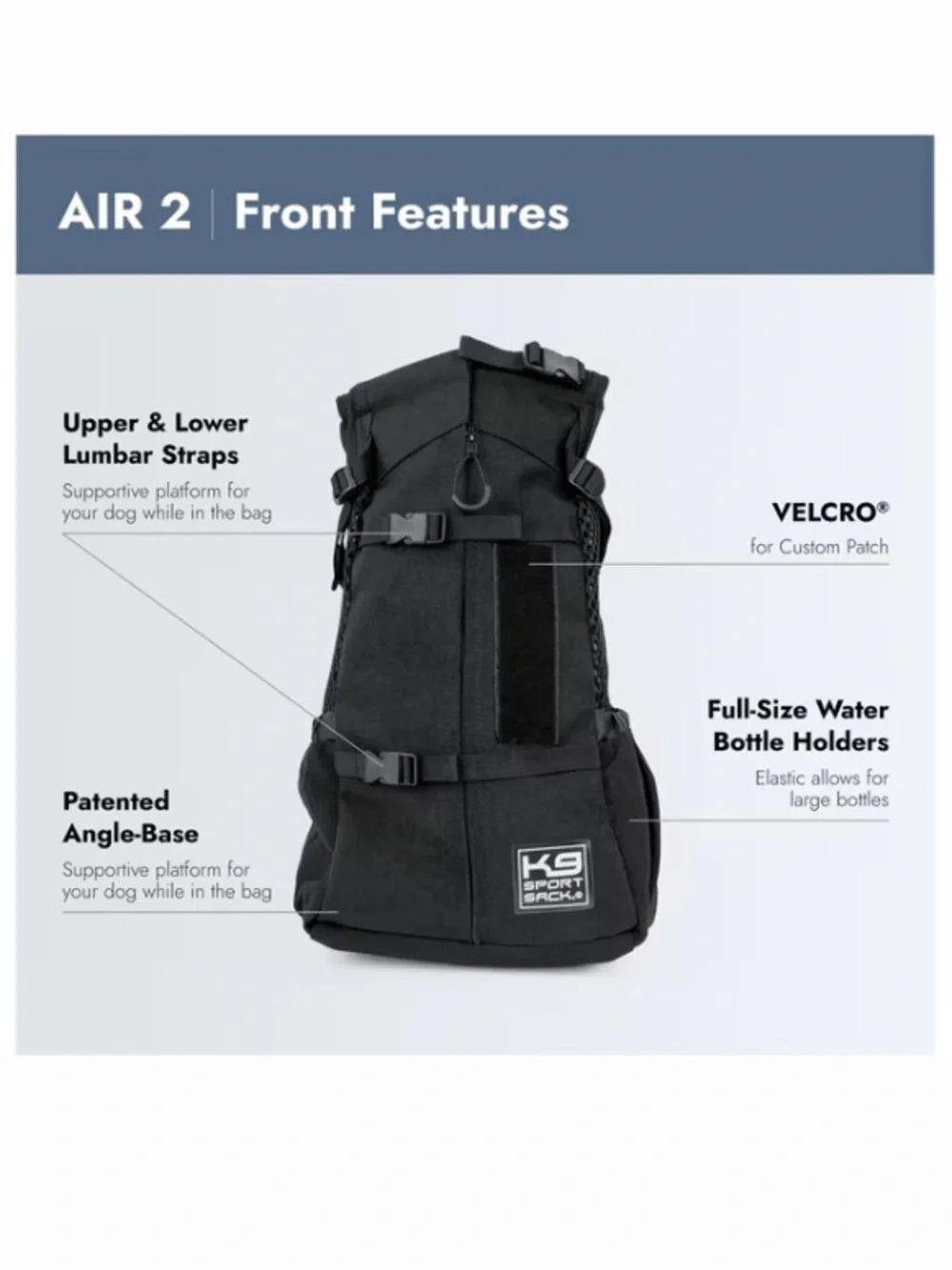 K9 Sport Sack AIR 2 Dog Carrier Backpack – Size Small, Black
